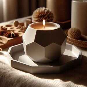 Small Hexagon LED Tealight Candle Holder w/Tealight LED Candle Multi-Color